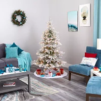 Nearly Natural 6 Foot West Virginia Flocked Spruce With 850 Bendable Branches And 300 Clear Lights Pre-Lit Christmas Tree