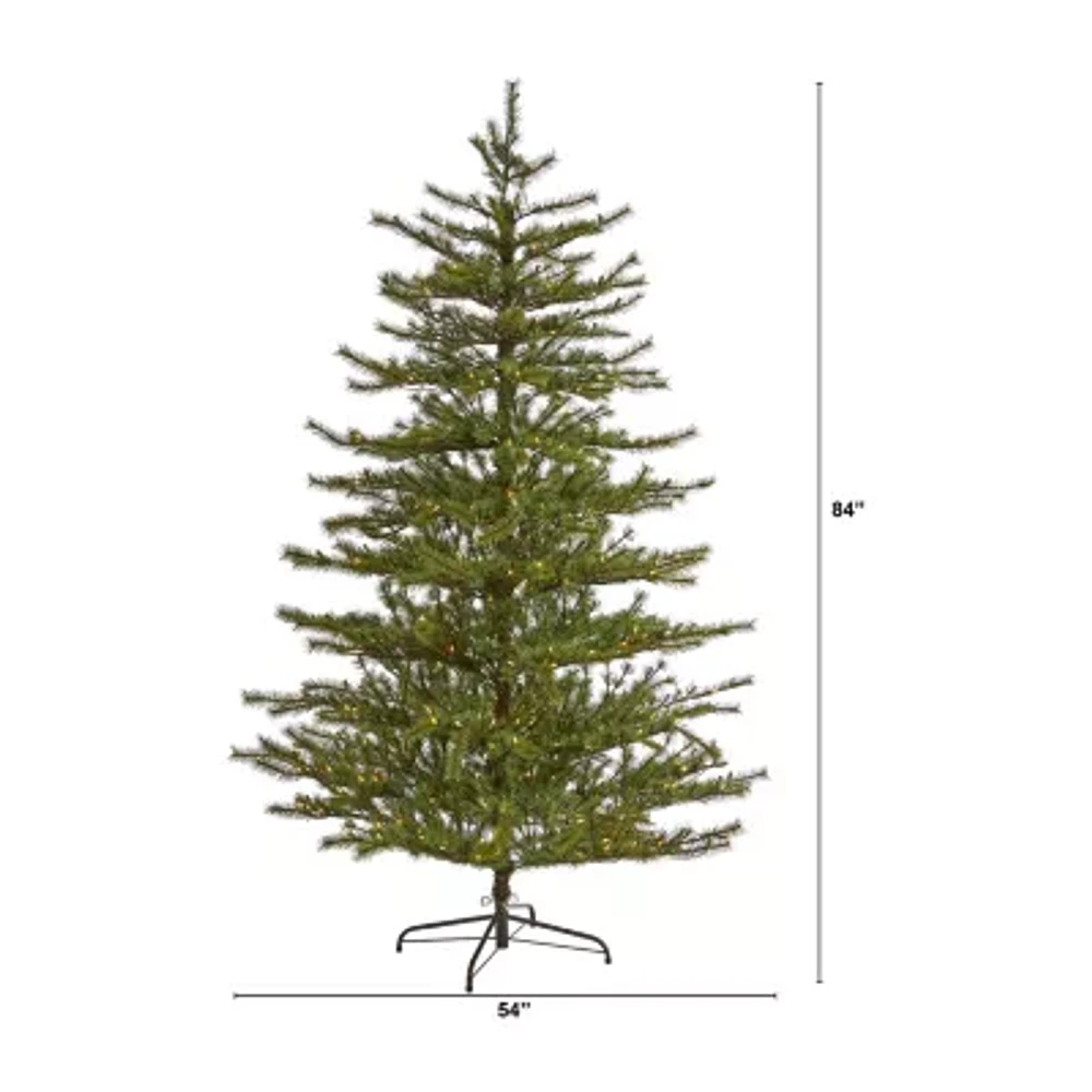 Nearly Natural 7 Foot Mountain Pine With 1762 Bendable Branches And 450 Clear Lights Pre-Lit Christmas Tree