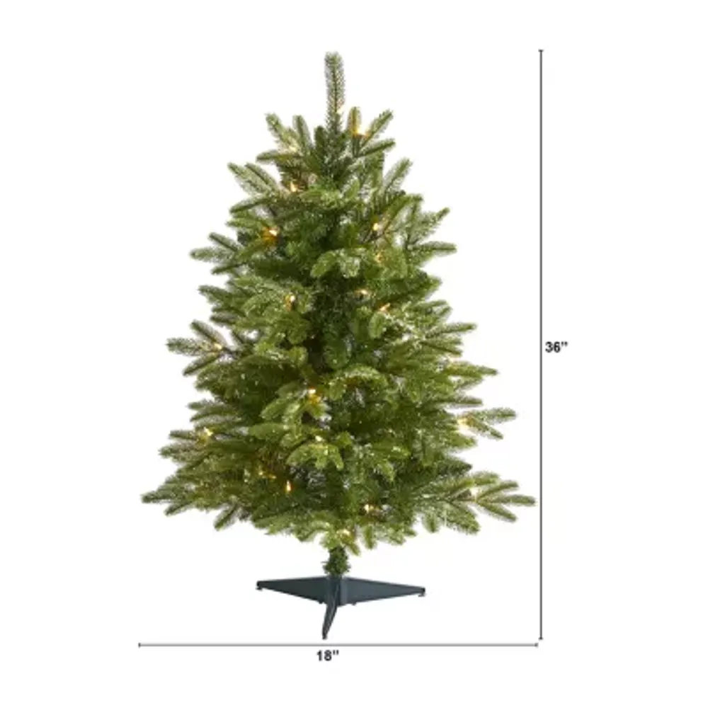 Nearly Natural 3 Foot Snowed Grand Teton Fir With  111 Bendable Branches And 50 Clear Lights Pre-Lit Christmas Tree