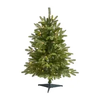 Nearly Natural 3 Foot Snowed Grand Teton Fir With  111 Bendable Branches And 50 Clear Lights Pre-Lit Christmas Tree