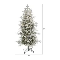 Nearly Natural 5 1/2 Foot Flocked Manchester Spruce With 560 Bendable Branches And 200 Lights Pre-Lit Christmas Tree