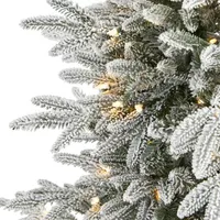 Nearly Natural 5 1/2 Foot Flocked Manchester Spruce With 560 Bendable Branches And 200 Lights Pre-Lit Christmas Tree