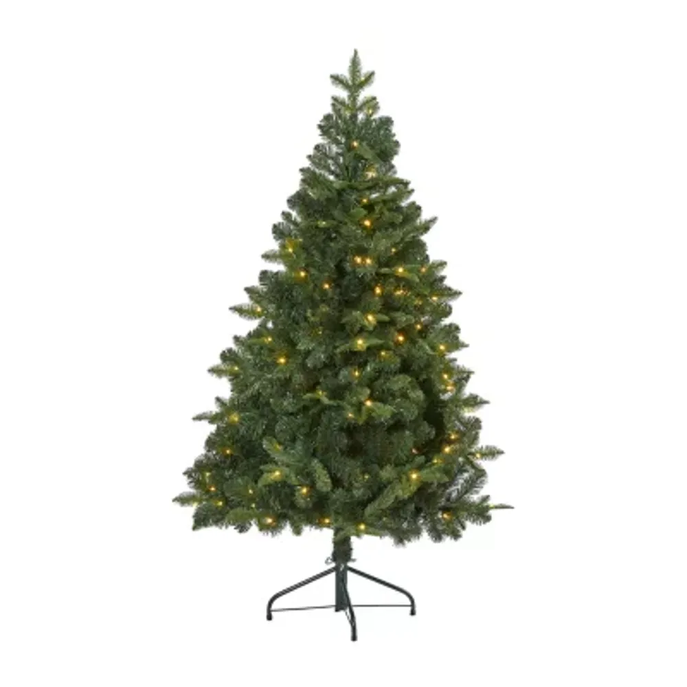 Nearly Natural 5 Foot Grand Teton Spruce With 514 Bendable Branches And 120 Clear Led Lights Pre-Lit Christmas Tree