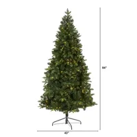 Nearly Natural 7 Foot Grand Teton Flat Back Spruce With 953 Bendable Branches And 220 Clear Led Lights Pre-Lit Christmas Tree