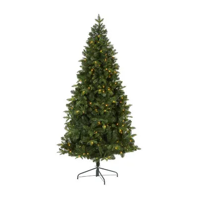 Nearly Natural 7 Foot Grand Teton Flat Back Spruce With 953 Bendable Branches And 220 Clear Led Lights Pre-Lit Christmas Tree