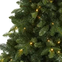 Nearly Natural 7 Foot Grand Teton Flat Back Spruce With 953 Bendable Branches And 220 Clear Led Lights Pre-Lit Christmas Tree