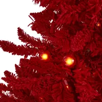 Nearly Natural 4 Foot Red Fir With 270 Bendable Branches And 100 Red Lights And 14 Globe Bulbs Pre-Lit Christmas Tree