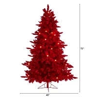 Nearly Natural 6 Foot Fir With 748 Bendable Branches And 350 Red Lights And 33 Globe Bulbs Pre-Lit Christmas Tree