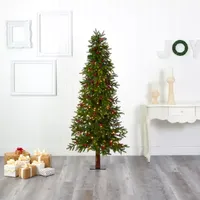 Nearly Natural 6 Foot Fir With Berries And 415 Bendable Branches And 250 Multi-Color (Multifunction) Led Lights Pre-Lit Christmas Tree