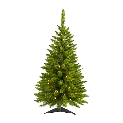 Nearly Natural 3 Foot Pine In Metal Planter With 143 Bendable Branches And 50 Warm White Lights Pre-Lit Christmas Tree