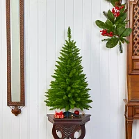 Nearly Natural 3 Foot Pine In Metal Planter With 143 Bendable Branches And 50 Warm White Lights Pre-Lit Christmas Tree