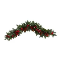 Nearly Natural 40in. Pines; Red Berries And Pinecones Indoor Christmas Garland