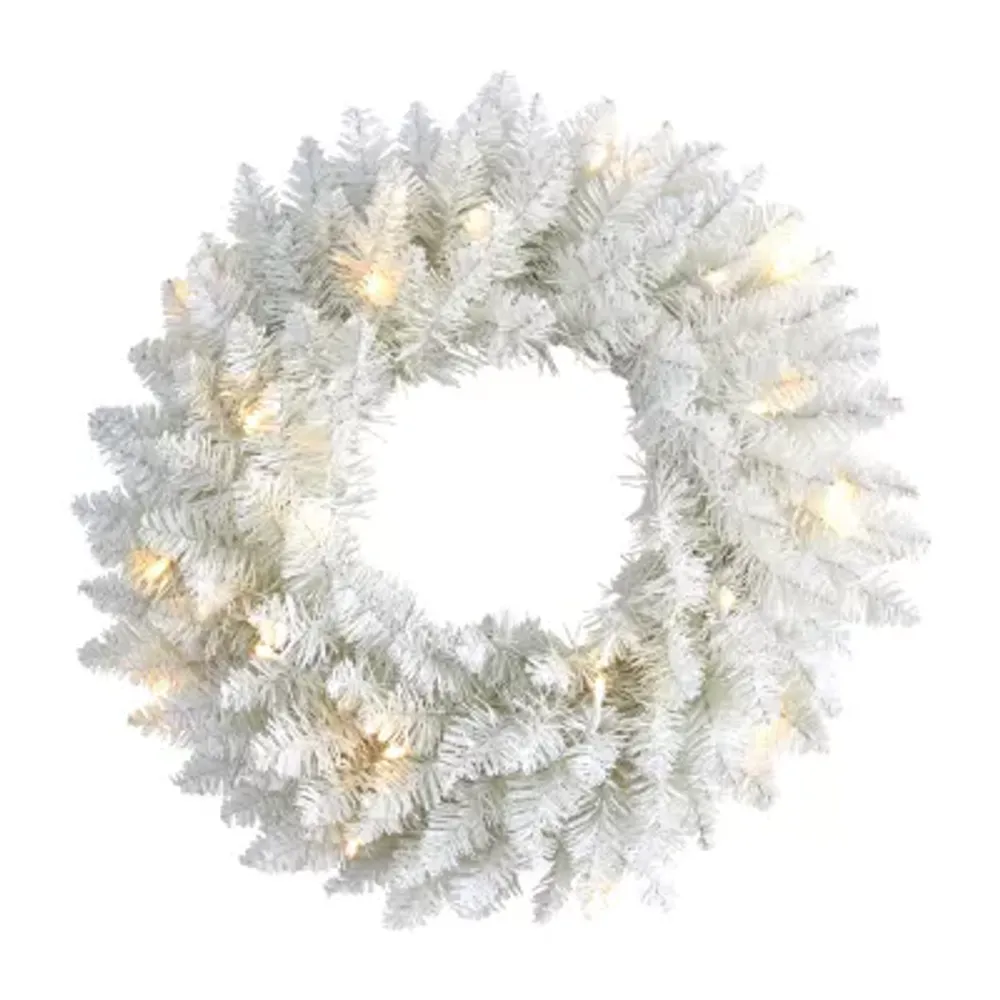 Nearly Natural 18" Spruce Indoor Pre-Lit Christmas Wreath