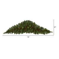 Nearly Natural 6ft. Christmas Swag With 50 Led Lights; Berries And Pine Cones Pre-Lit Christmas Swags