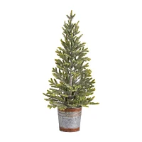 Nearly Natural 26" Natural Look Pine In Rustic Metal Planter Pre-Lit Christmas Tree