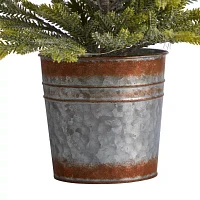 Nearly Natural 26" Natural Look Pine In Rustic Metal Planter Pre-Lit Christmas Tree