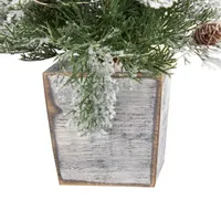 Nearly Natural 2 Foot Frosted Fir With Pinecones In Decorative Planter Pre-Lit Christmas Tree