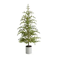 Nearly Natural Christmas In Decorative Planter With 150 Lights 5 1/2 Foot Pre-Lit Pine Christmas Tree