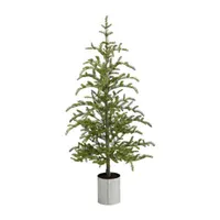 Nearly Natural Christmas In Decorative Planter With 150 Lights 5 1/2 Foot Pre-Lit Pine Christmas Tree