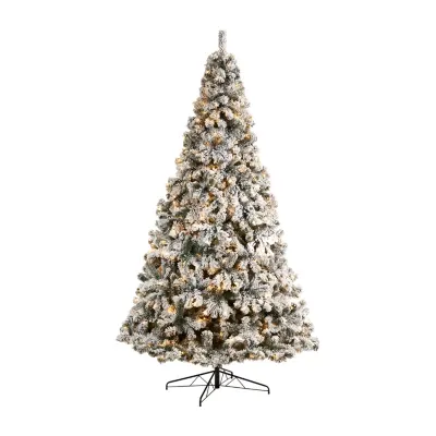 Nearly Natural 10 Foot West Virginia Flocked Fir With 1680 Tips And 800 Clear Led Lights Pre-Lit Christmas Tree