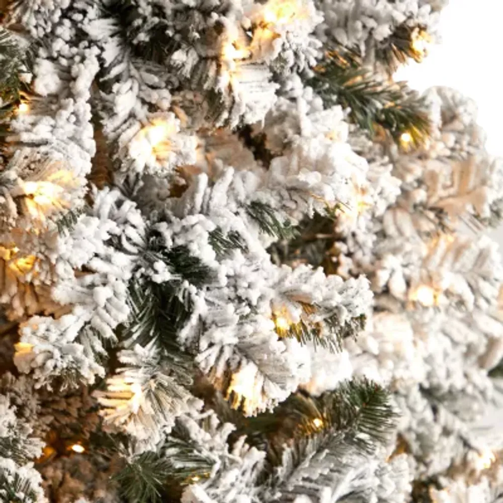 Nearly Natural 10 Foot West Virginia Flocked Fir With 1680 Tips And 800 Clear Led Lights Pre-Lit Christmas Tree