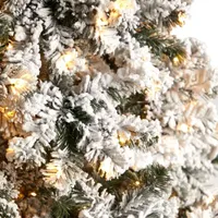 Nearly Natural 10 Foot West Virginia Flocked Fir With 1680 Tips And 800 Clear Led Lights Pre-Lit Christmas Tree