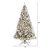 Nearly Natural 9 Foot  West Virginia Flocked Fir With 650 Clear Led Lights And 1320 Bendable Branches Pre-Lit Christmas Tree