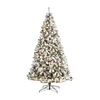 Nearly Natural 9 Foot  West Virginia Flocked Fir With 650 Clear Led Lights And 1320 Bendable Branches Pre-Lit Christmas Tree