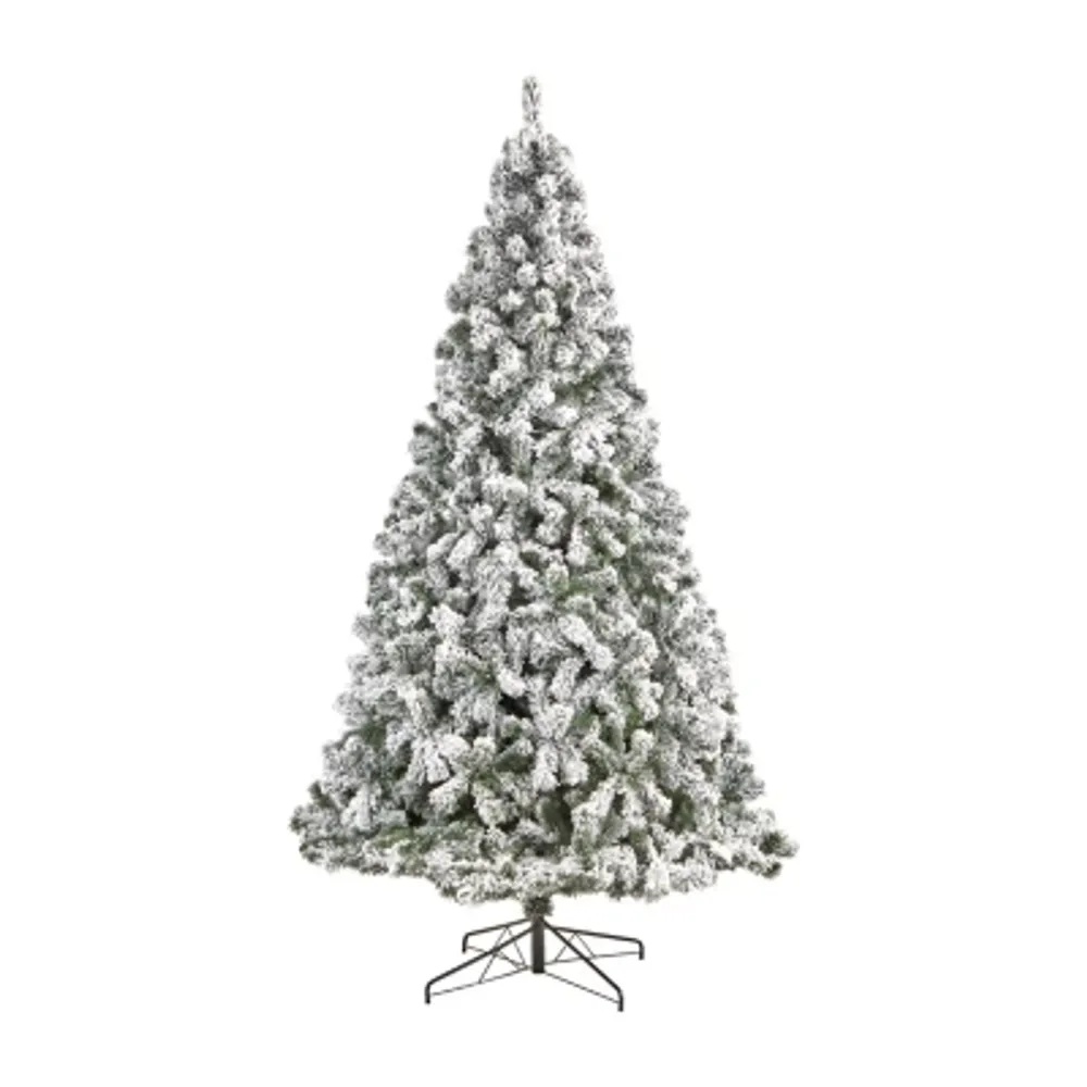 Nearly Natural 9 Foot  West Virginia Flocked Fir With 650 Clear Led Lights And 1320 Bendable Branches Pre-Lit Christmas Tree