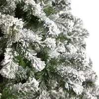 Nearly Natural 9 Foot  West Virginia Flocked Fir With 650 Clear Led Lights And 1320 Bendable Branches Pre-Lit Christmas Tree