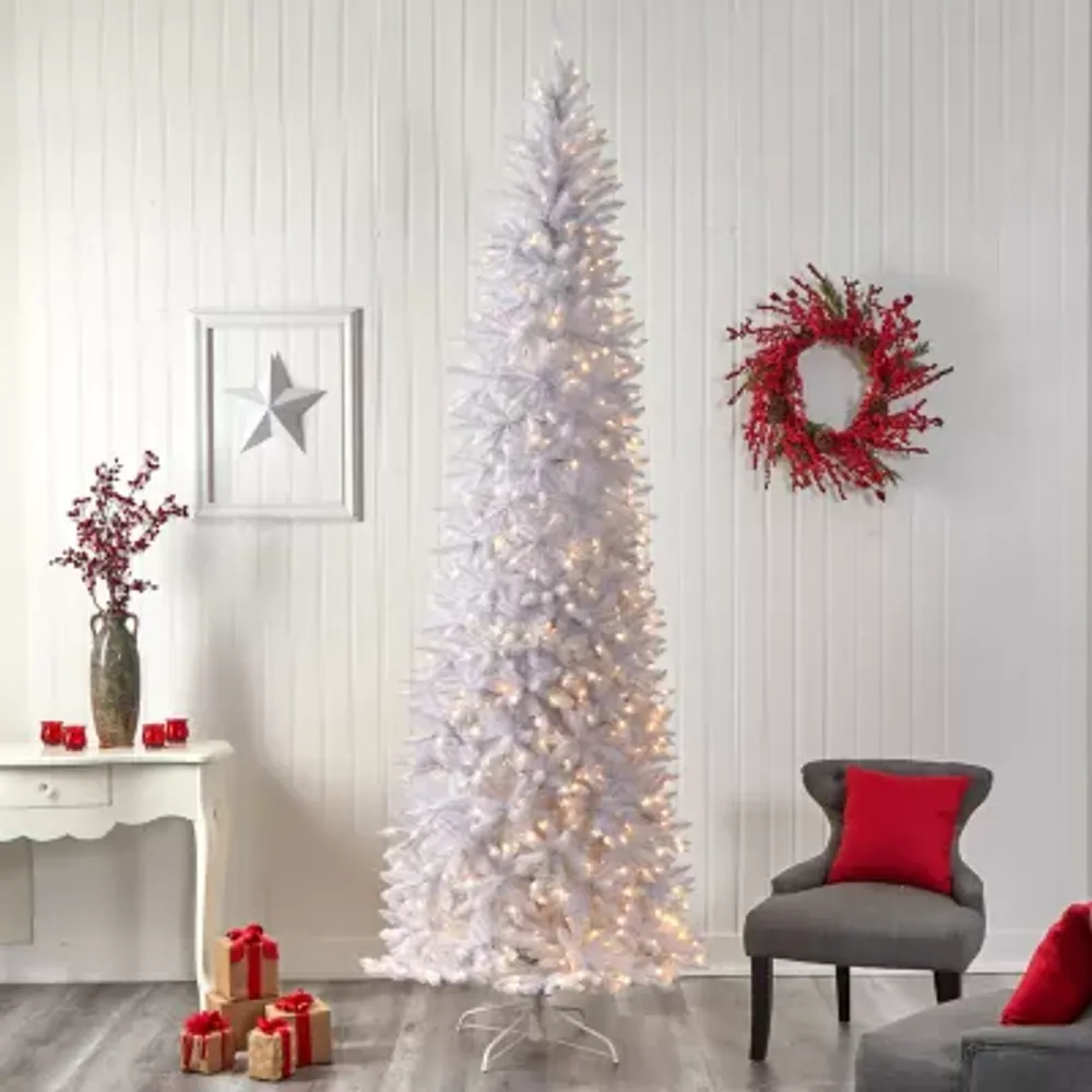 Nearly Natural 10 Foot White Fir With 2420 Bendable Branches And 800 Warm White Led Lights Pre-Lit Christmas Tree