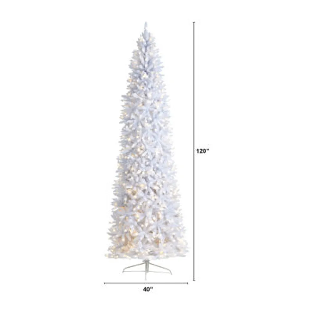 Nearly Natural 10 Foot White Fir With 2420 Bendable Branches And 800 Warm White Led Lights Pre-Lit Christmas Tree
