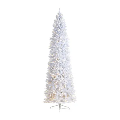Nearly Natural 10 Foot White Fir With 2420 Bendable Branches And 800 Warm White Led Lights Pre-Lit Christmas Tree