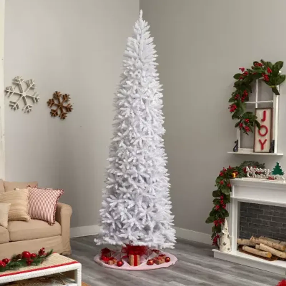 Nearly Natural 10 Foot White Fir With 2420 Bendable Branches And 800 Warm White Led Lights Pre-Lit Christmas Tree