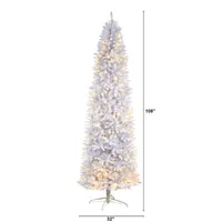 Nearly Natural 9 Foot Slim White Fir Pre-Lit Christmas Tree