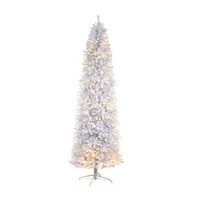 Nearly Natural 9 Foot Slim White Fir Pre-Lit Christmas Tree