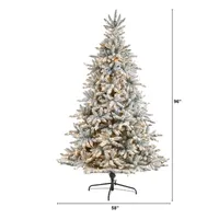 Nearly Natural 8 Foot West Virginia Flocked Spruce With 1856 Bendable Branches And 600 Clear Lights Pre-Lit Christmas Tree