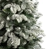 Nearly Natural 5 Foot North Carolina Flocked Fir With 1247 Bendable Branches And 350 Warm White Lights Pre-Lit Christmas Tree