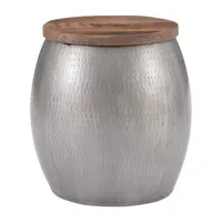 Kirkglen Wood and Glass Drum Side Table