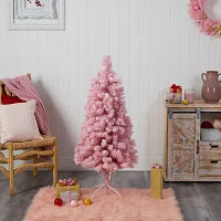 Nearly Natural 4 Foot Holiday Frosted Pink Cashmere Pine With 30 Jumbo Multicolored Globe Led Lights Pre-Lit Christmas Tree