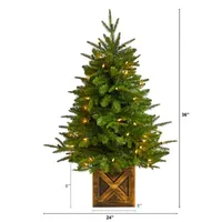 Nearly Natural 3 Foot Finland Fir In Decorative Planter Pre-Lit Christmas Tree