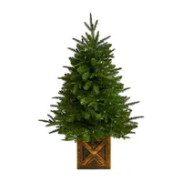 Nearly Natural 3 Foot Finland Fir In Decorative Planter Pre-Lit Christmas Tree