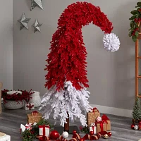 Nearly Natural 9 Foot Holiday Red Santa Hat Fir With 1992 Bendable Branches And 600 Led Lights Pre-Lit Christmas Tree