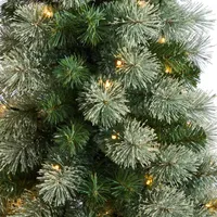 Nearly Natural 4 1/2 Foot Flocked Pine In Planter With 232 Bendable Branches And 120 Warm White Led Lights Pre-Lit Christmas Tree