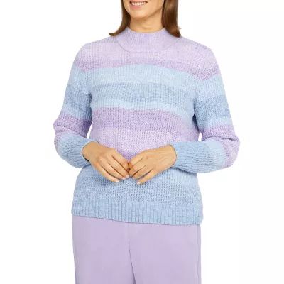 Alfred Dunner Victoria Falls Womens Mock Neck Long Sleeve Ombre Pullover Sweater