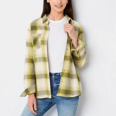 a.n.a Womens Long Sleeve Flannel Shirt