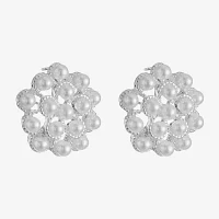 Monet Jewelry Simulated Pearl 17mm Flower Stud Earrings