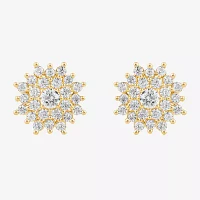 Cluster Sunburst 3/4 CT. T.W. Lab Grown White Diamond 10K Gold 10.5mm Round Stud Earrings