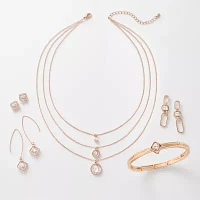 Bijoux Bar Delicates Rose Tone Link Glass Round Drop Earrings