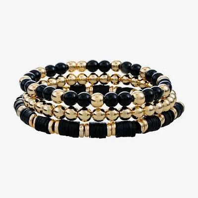 Mixit Gold Tone & Black Beaded Stretch 3-pc. Bracelet Set